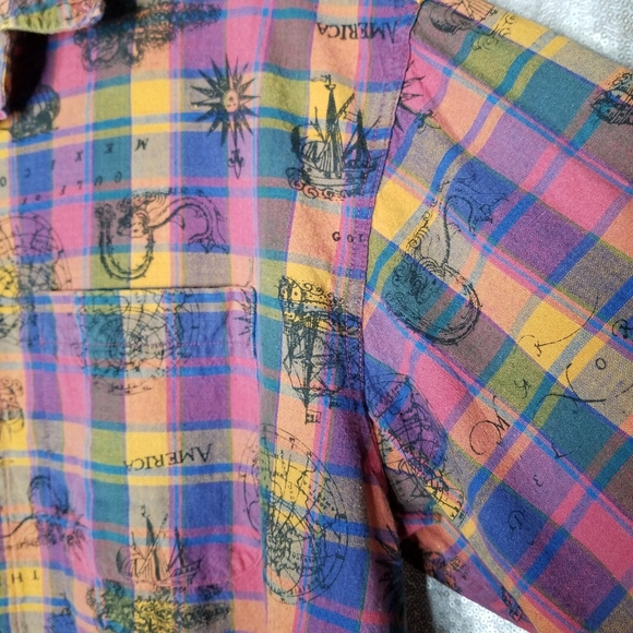 Cambridge Classics EUC L America plaid short-sleeved button-down map shi… - Picture 3 of 11